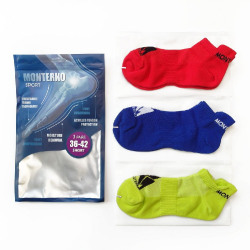 Набор из 3 пар спортивных носков Monterno Sport, красный, зеленый и синий